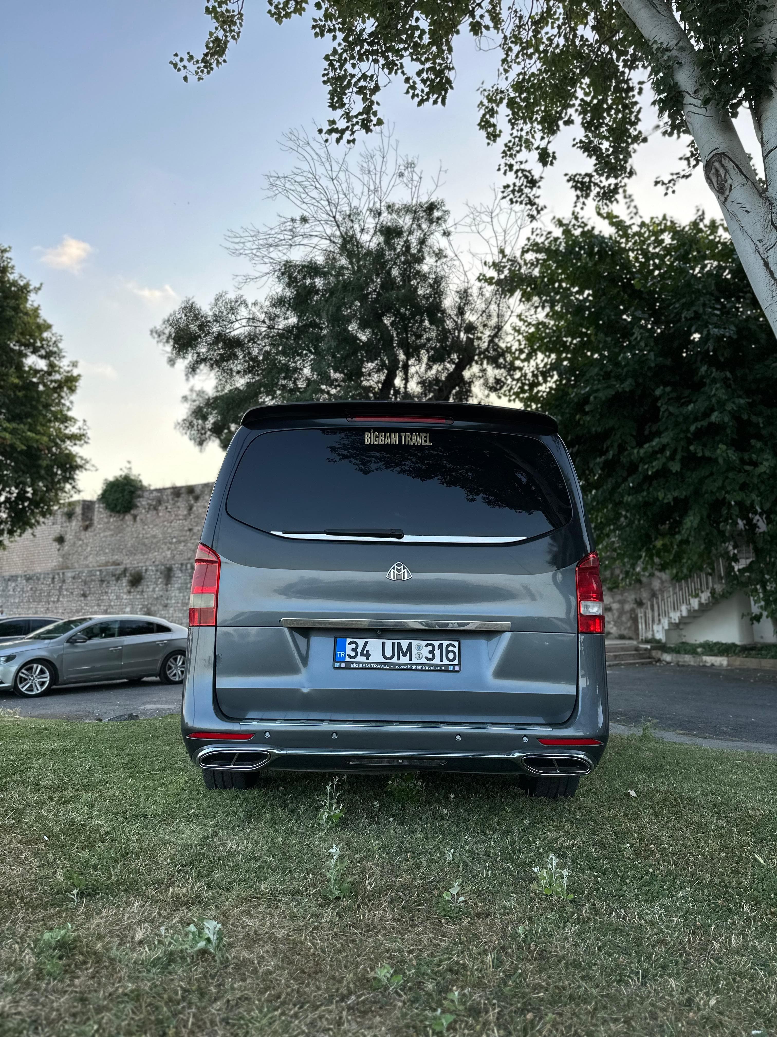 Back of black luxury vito van.