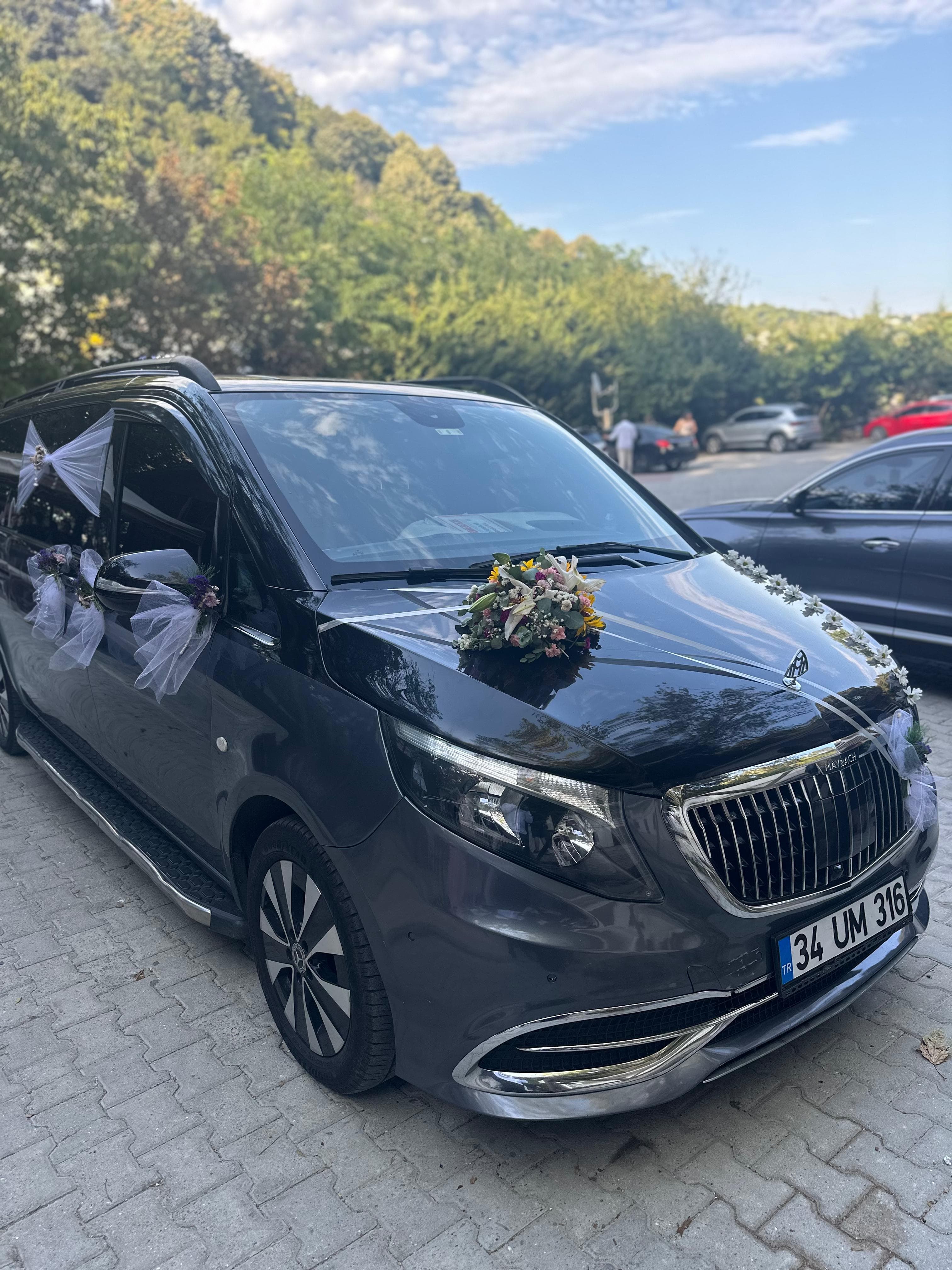 Front right view of black luxury vito van